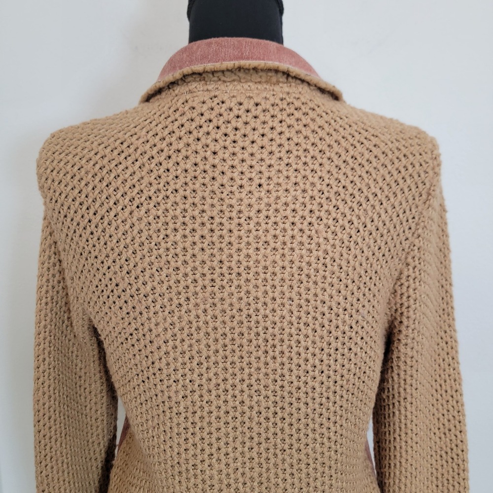 VTG Y2K Wool Faux Shearling Knit Toggle Cardigan Jacket Large Retro Boho Western - Picture 7 of 16